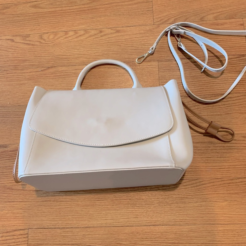 Neiman Marcus off-white leather satchel
